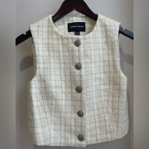 Urban Revivo Cream Tweed Button Front Vest Size Small